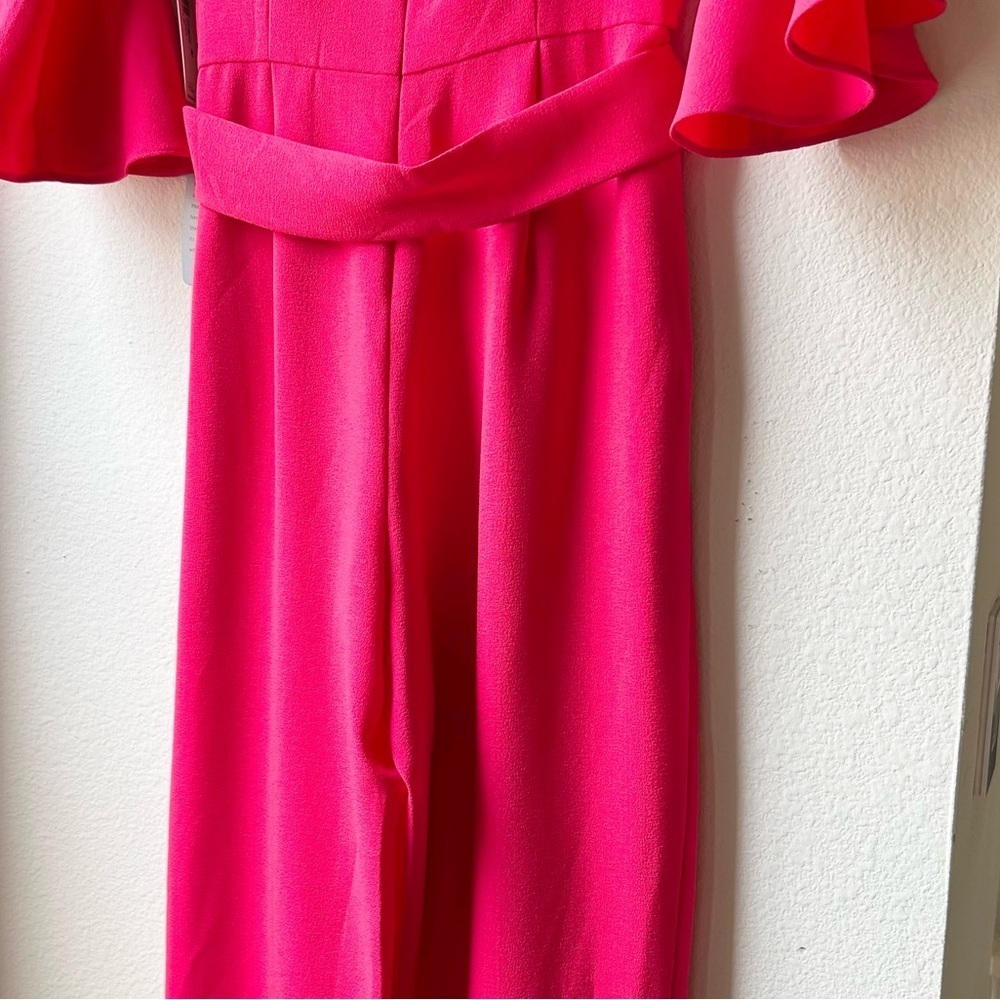 NWT Eliza J Red Off-the-shoulder Bell Sleeve Tie Waist Jumpsuit Sz 6 - Picture 11 of 16